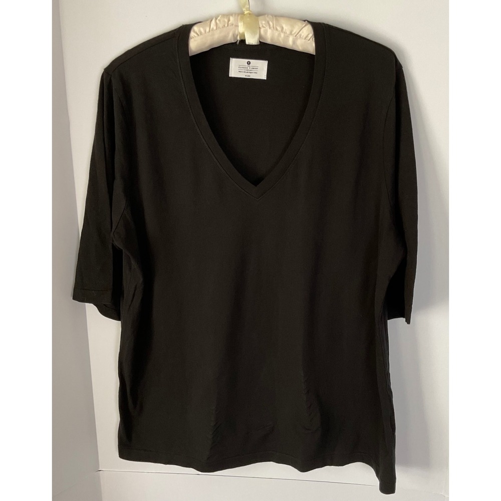 The Classic T-Shirt Company Black V-Neck Organic Cotton Tee XXL Made in USA